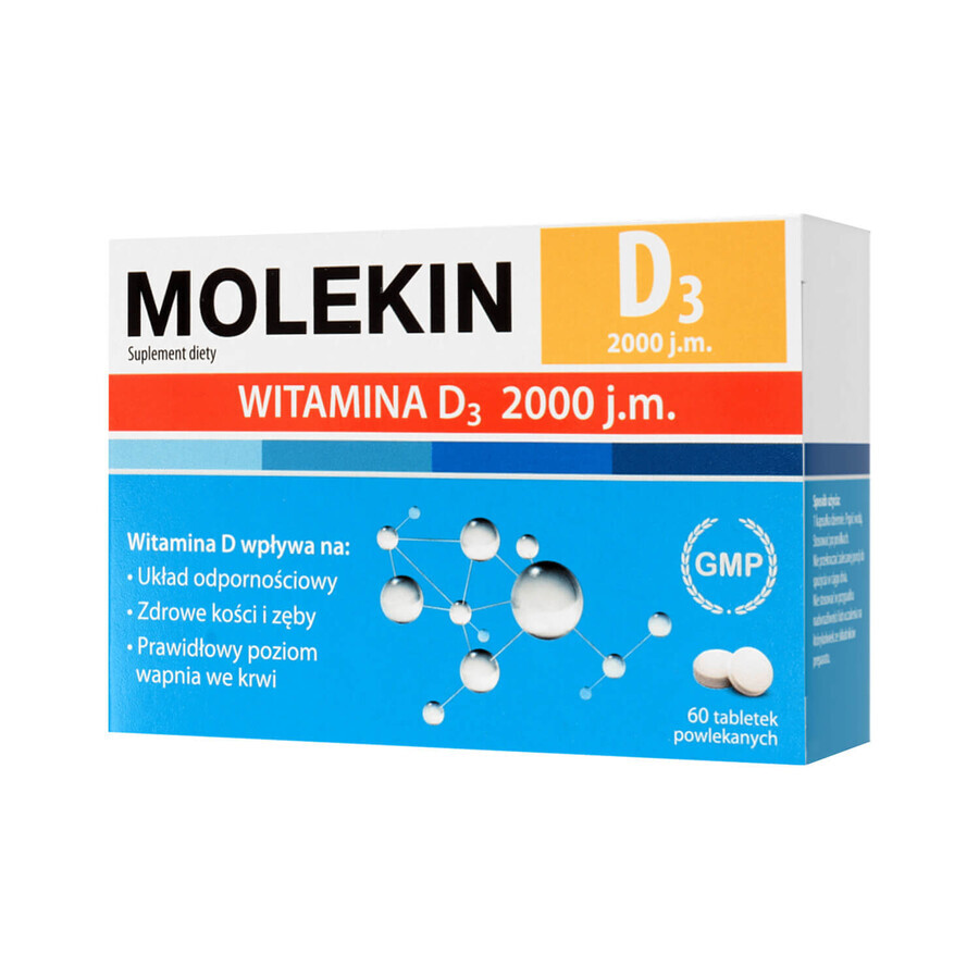 Molekin D3 2000 UI, 60 comprimidos recubiertos con película