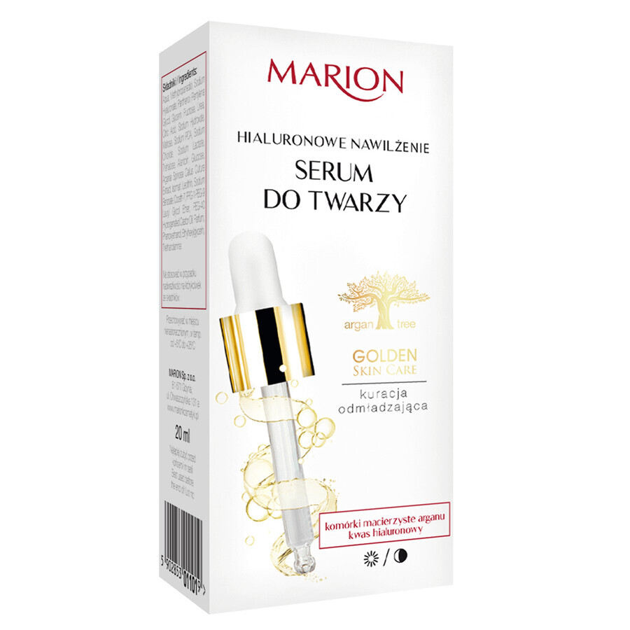 Marion Golden Skin, serum voor gezicht, hals en decolleté, hyaluronzuur hydraterend, 20 ml