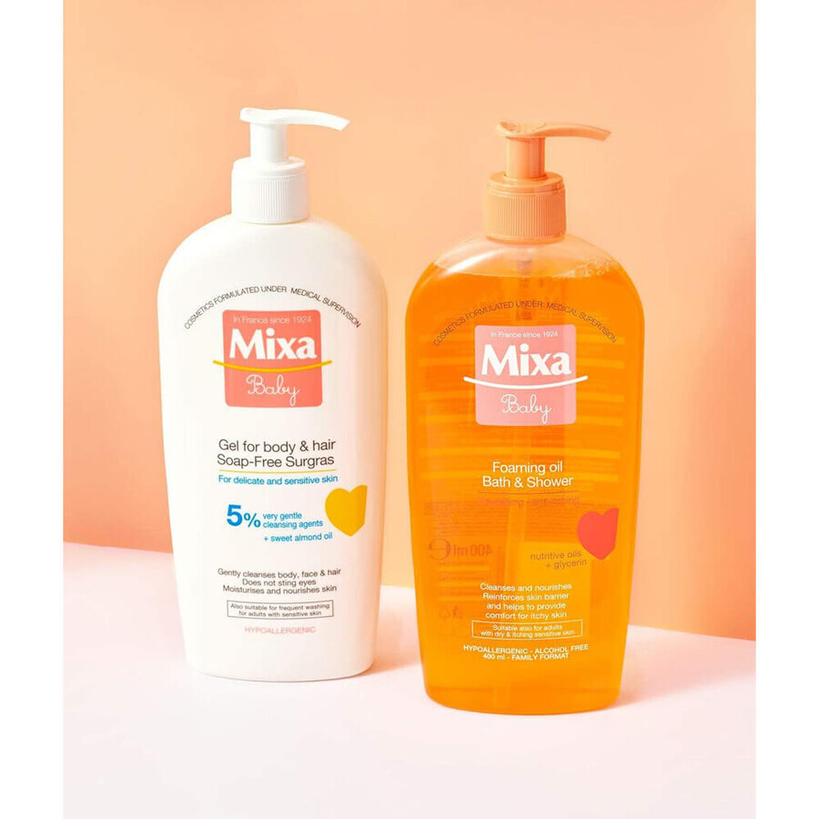 Mixa Baby, Bade- und Duschschaumöl für Säuglinge, 400 ml