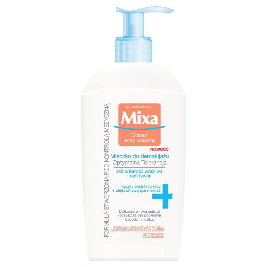 Mixa Optimale Tolerantie, verzachtende make-up verwijderingsmelk, gevoelige huid, 200 ml