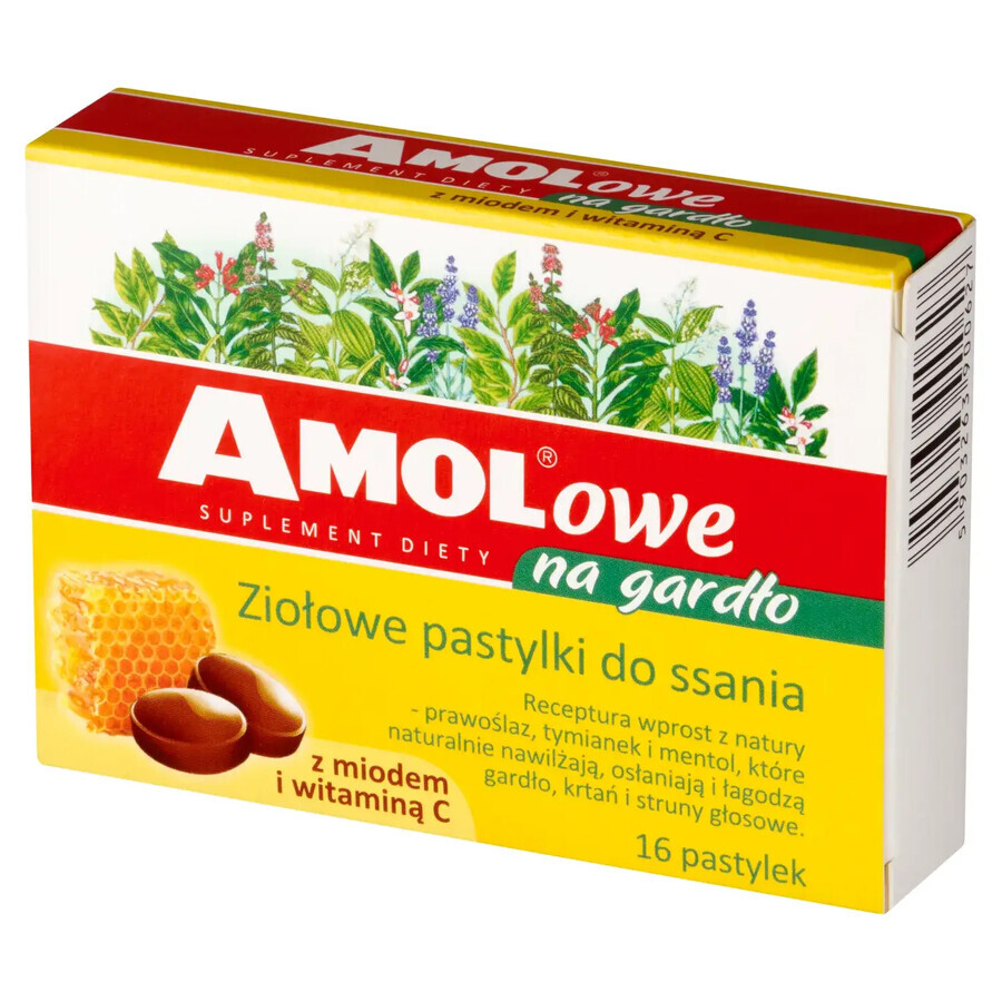 AMOL voor Keel, kruidenpastilles met honing en vitamine C, 16 stuks