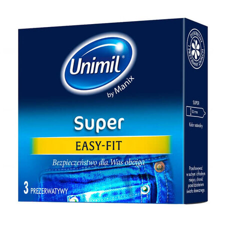 Unimil Super Easy-Fit, klassieke condooms, 3 stuks