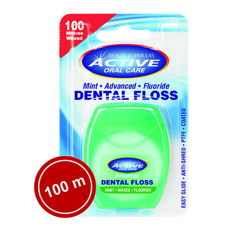 Beauty Formulas Active Oral Care, filo interdentale, cerato alla menta con fluoro, 100 m