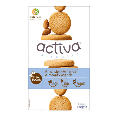 Actieve koekjes met amandelen (zonder toegevoegde suiker), 120 g, Belkorn