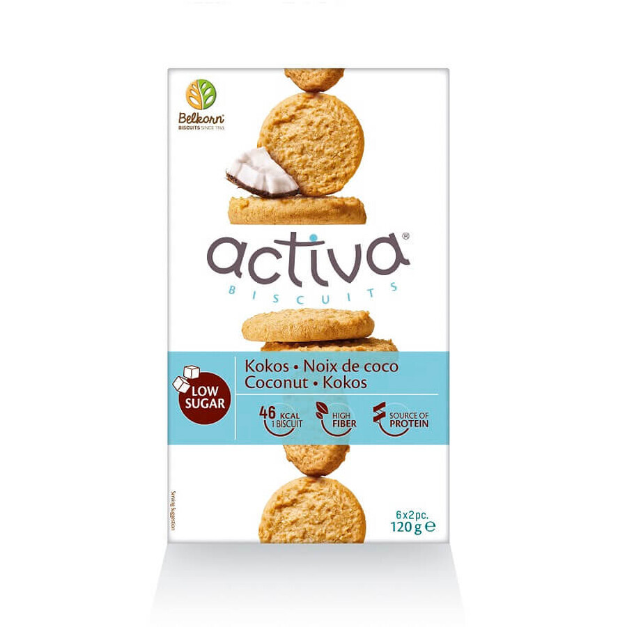 Actieve koekjes met kokos, suikervrij, 120g, Belkorn