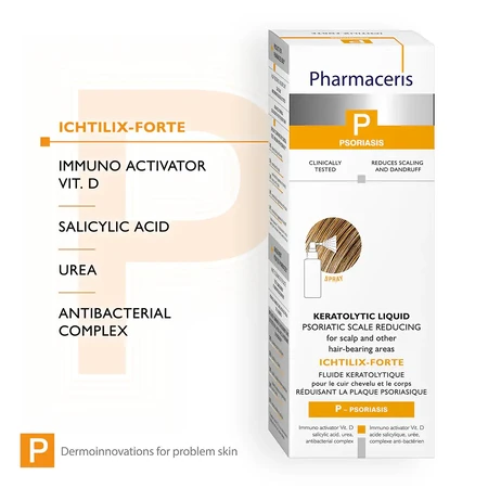 Pharmaceris P Ichtilix Forte, fluido queratolítico para el cuero cabelludo y el cuerpo pilosos, 125 ml