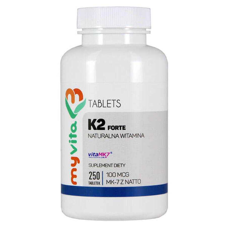 MyVita K2 Forte, vitamine K2 MK-7 met natto 100 µg, 250 tabletten