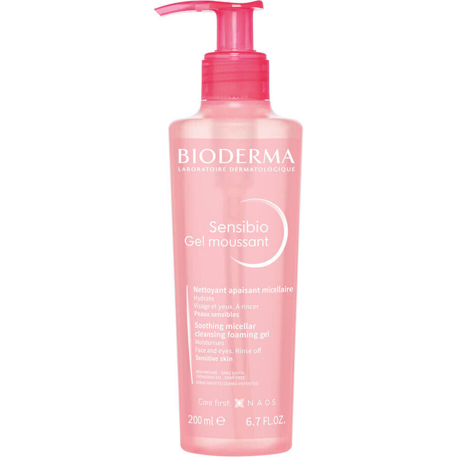 Bioderma Sensibio Gel Moussant, verzachtende micellaire gel voor het wassen van het gezicht, de gevoelige en overgevoelige huid, 200 ml