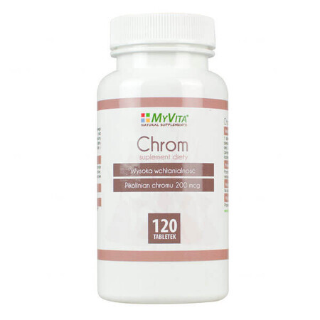 MyVita Chrome 200 µg, picolinate de chrome, 120 comprimés