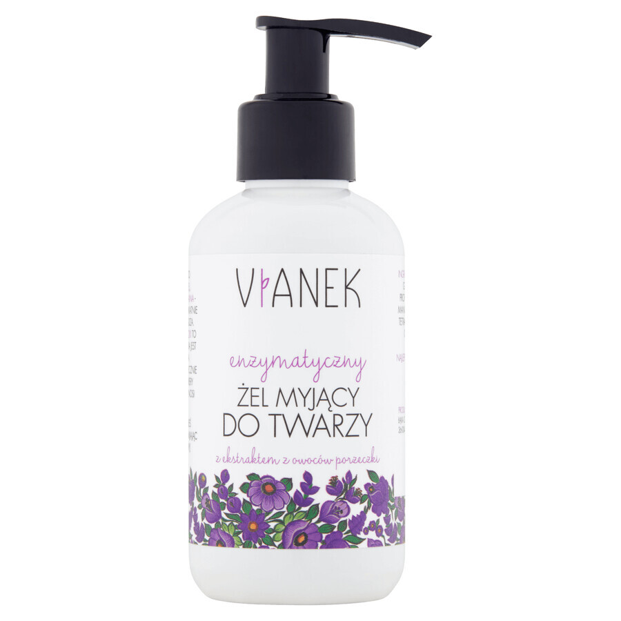 Vianek, Gel nettoyant enzymatique pour le visage, peau vasculaire, 150 ml