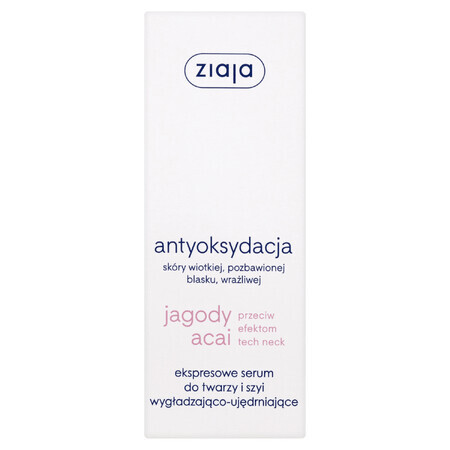 Ziaja Acai Berry, sérum express pour le visage et le cou, lissant et raffermissant, 50 ml