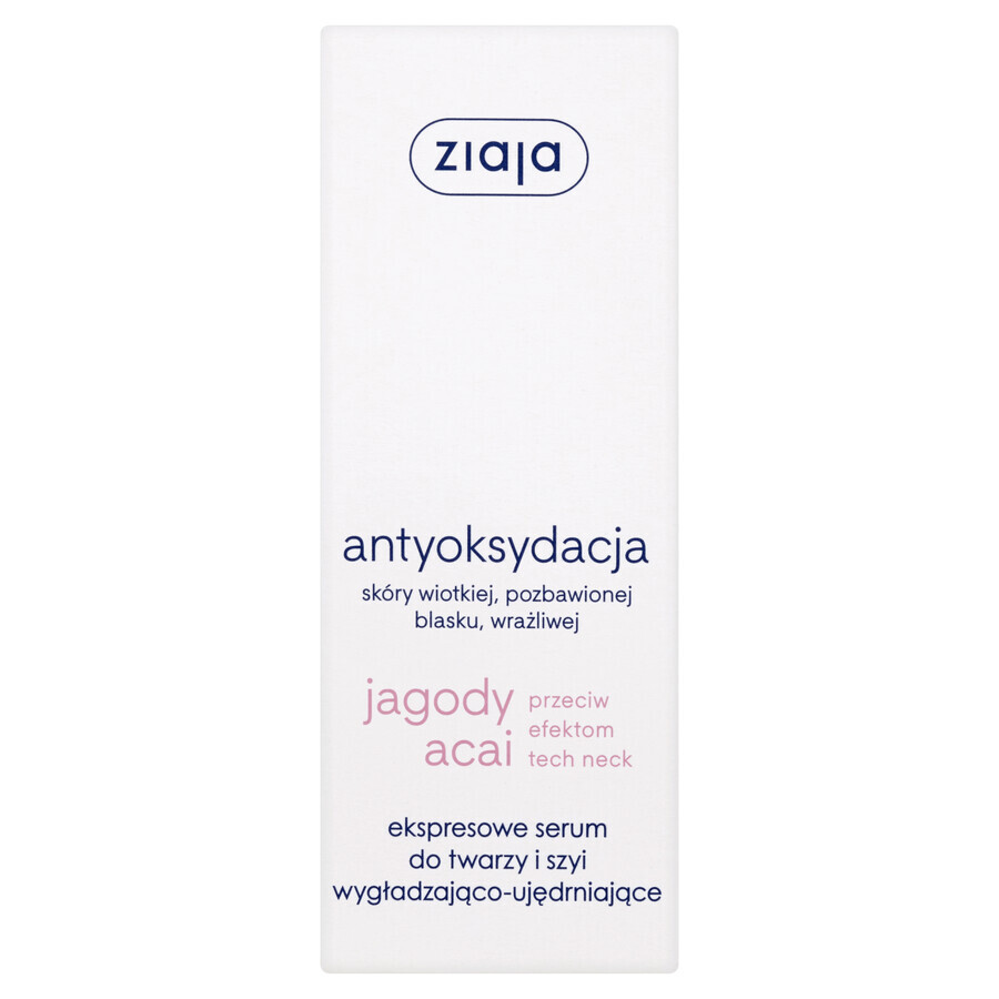 Ziaja Acai Berry, sérum express pour le visage et le cou, lissant et raffermissant, 50 ml