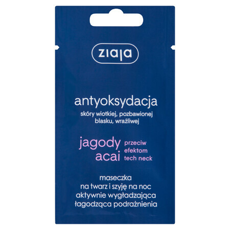 Ziaja Acai Berry, masque de nuit lissant et apaisant pour le visage et le cou, 7 ml