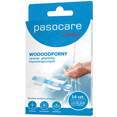 Pasocare Kit de patchs imperméables et hypoallergéniques, 14 pièces