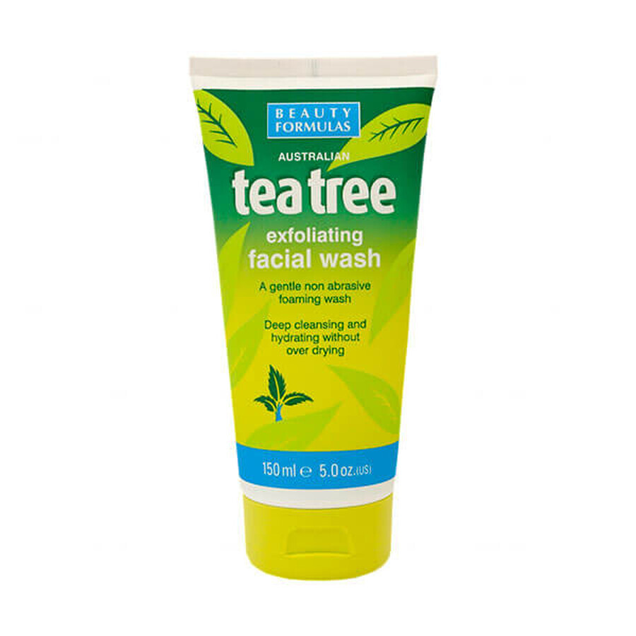 Beauty Formulas Tea Tree, gel nettoyant exfoliant pour le visage, 150 ml