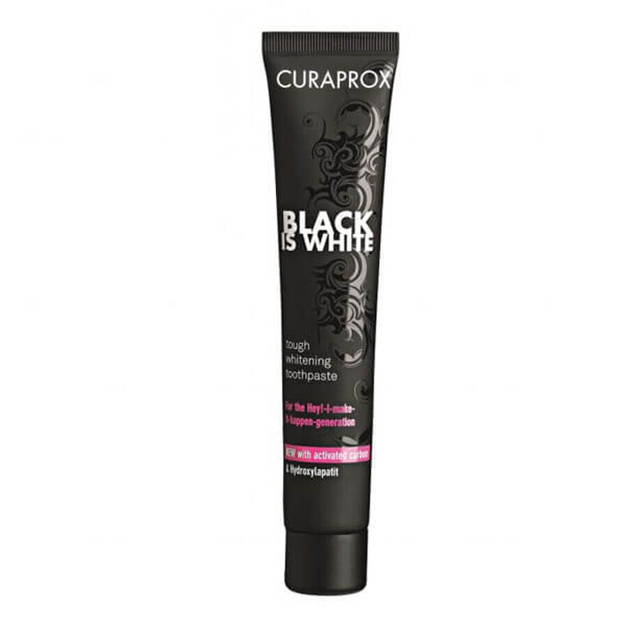 Curaprox Black is White, pastă de dinți de albire, aromă de lămâie și mentă, 90 ml