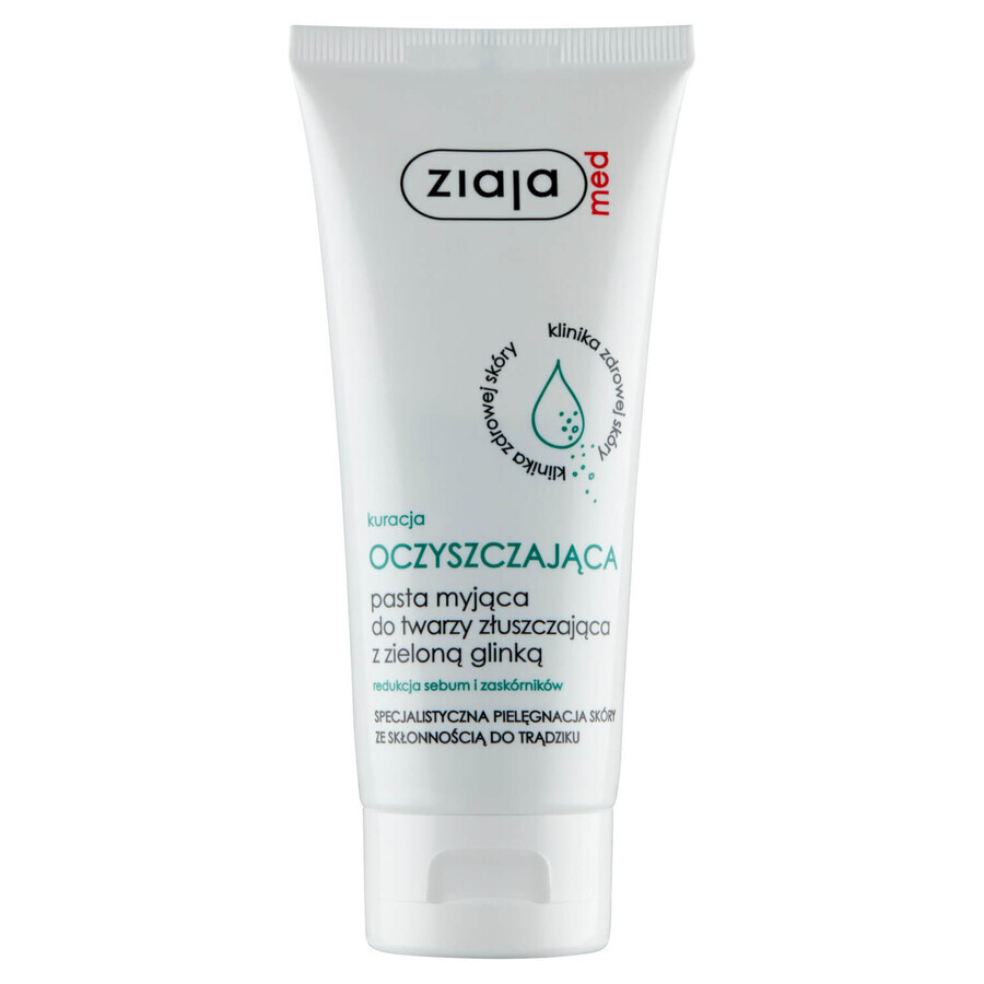 Ziaja Med, Trattamento Antibatterico, Pasta Detergente, Riduce Sebo e Punti Neri, 75ml