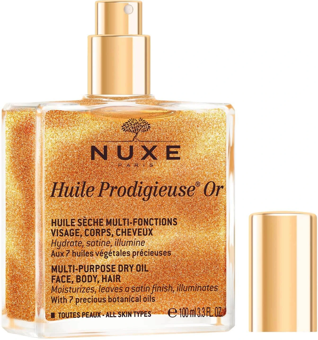 Nuxe Huile Prodigieuse Or, droge olie met gouddeeltjes voor lichaam, gezicht en haar, 100 ml