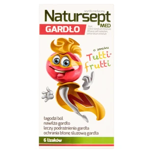 Natursept Med Gardło, Lizaki o smaku tutti-frutti, 6 sztuk