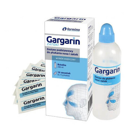 Gargarin, set de base pour rinçage nasal et sinusal, flacon (irrigateur) + 16 sachets