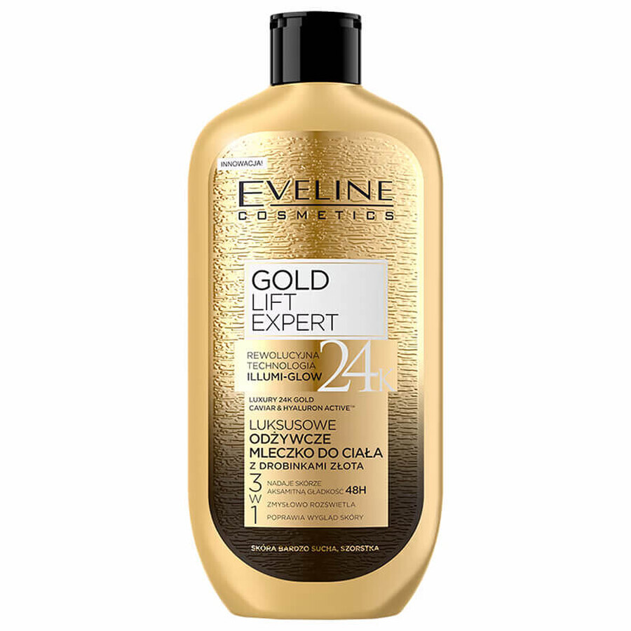 Eveline Cosmetics Gold Lift Expert 24K, lait corporel luxueux et nourrissant aux particules d'or, 350 ml