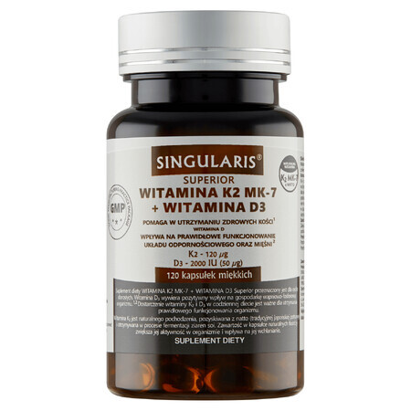 Singularis Superior Vitamine K2 MK7 120 µg + D3 2000 IU, 120 gélules