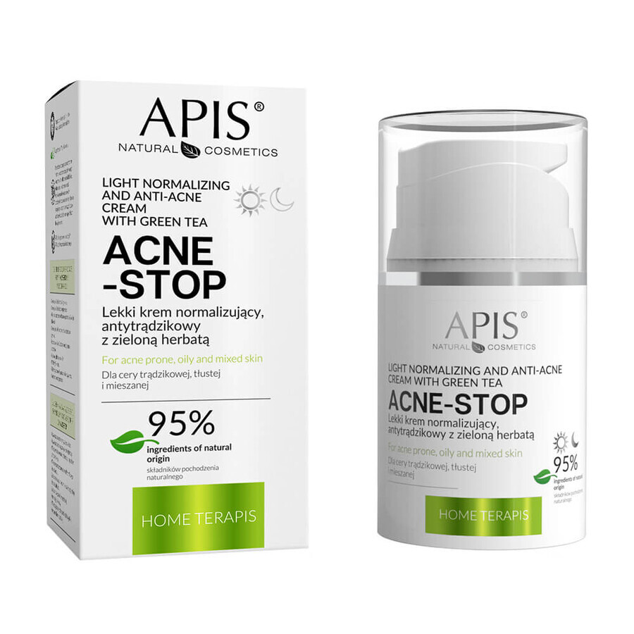 Apis, Light anti-acne normalizing cream with green tea, 50 ml