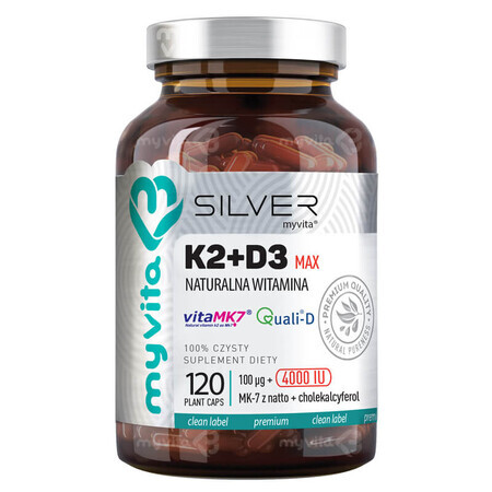 MyVita Silver Vitamin K2 + D3 4000 IU Forte, 120 capsules