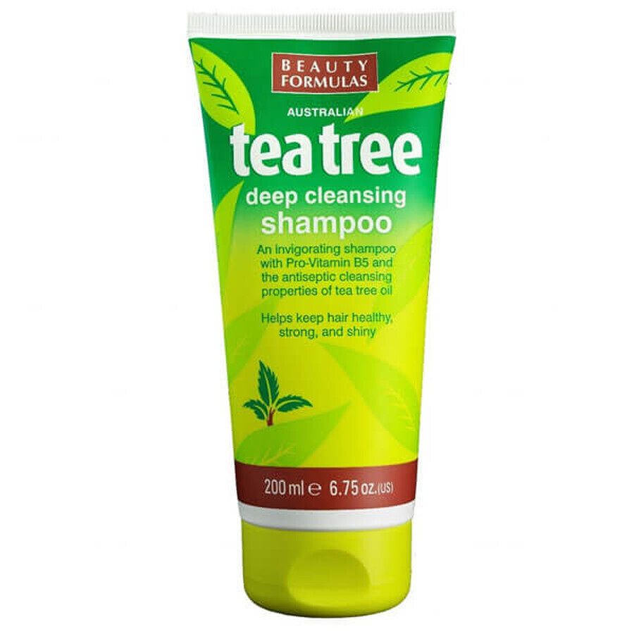 Beauty Formulas, șampon pentru păr, demachiant, Tea Tree, 200 ml