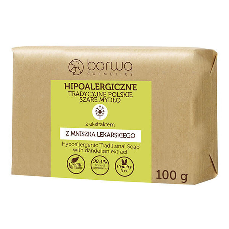 Barwa Hypoallergene, traditionele Poolse grijze zeep, paardenbloem, 100 g