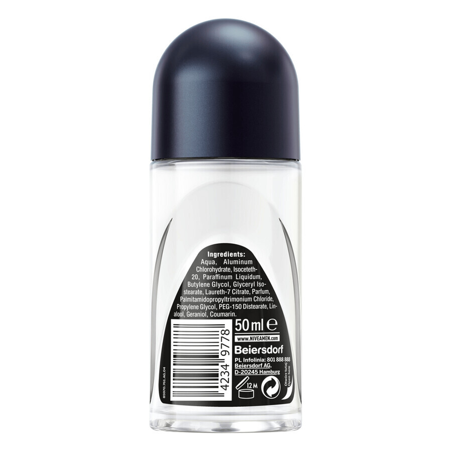 Nivea Uomo Nero amp;Bianco Invisibile Fresh Deodorante Roll-On, 50ml