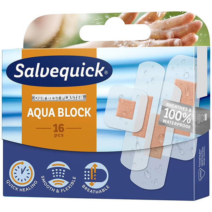 Salvequick-pleisters, Aqua Block, 16 stuks