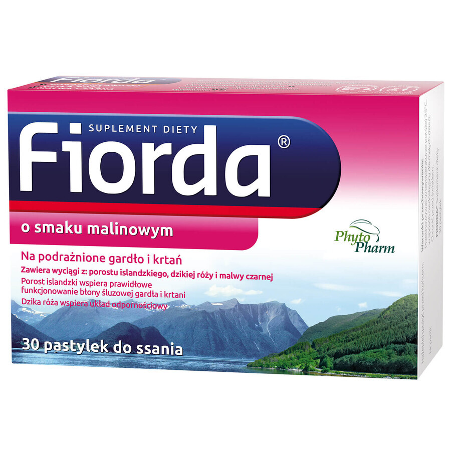 Fiorda, goût framboise, 30 pastilles