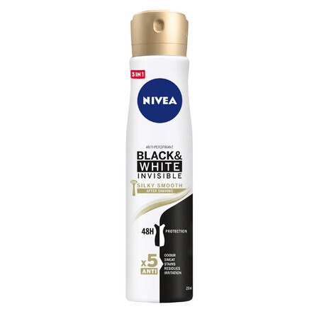 Nivea, anti-transpirant spray, Invisible Black &amp; White, Silky Smooth, 250 ml