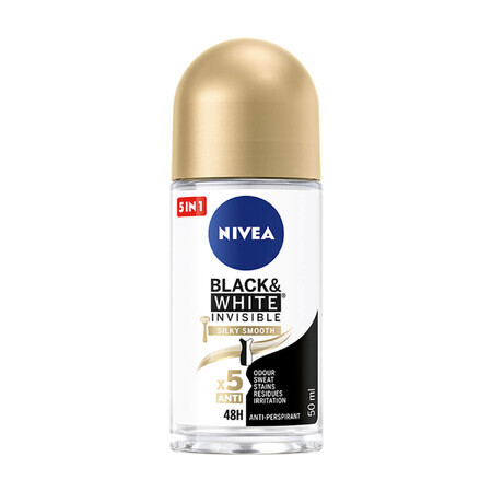 Nivea, antiperspirant roll-on, Invisible Black & White, Silky Smooth, 50 ml