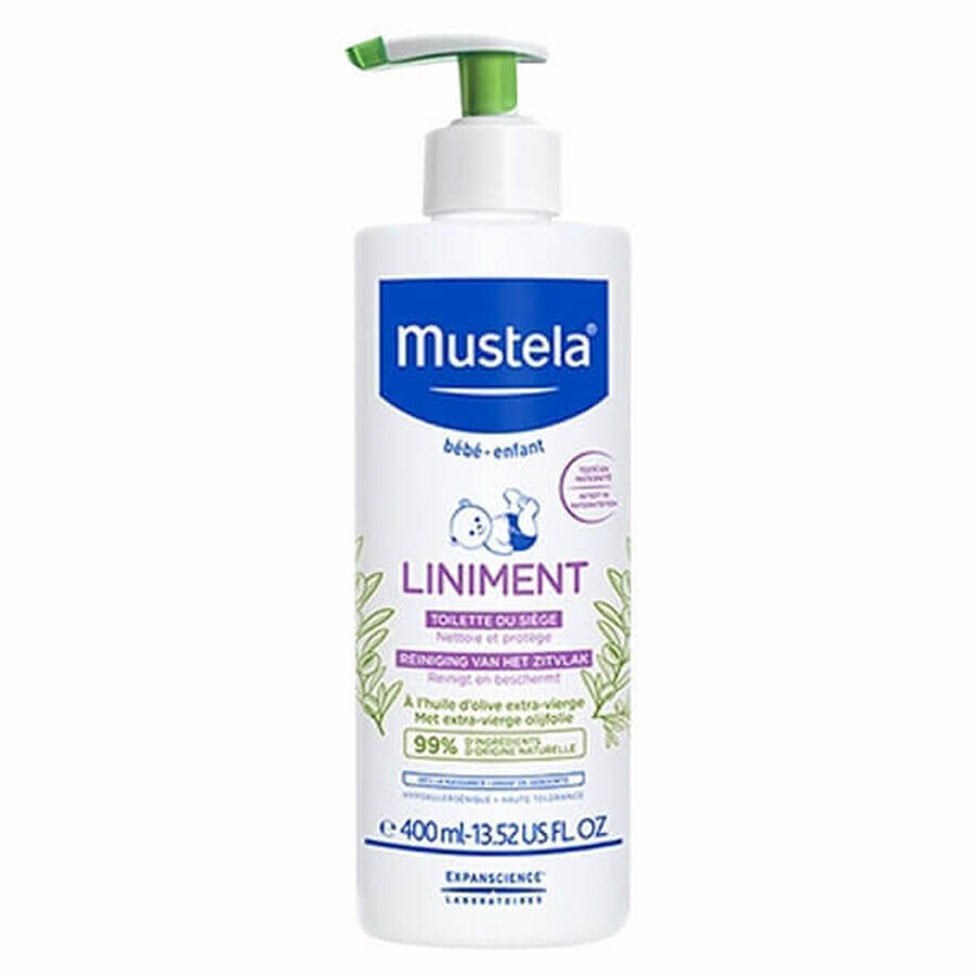 Mustela Bebe Enfant Liniment, Reinigungsemulsion für den Windelbereich mit Pumpe, 400 ml