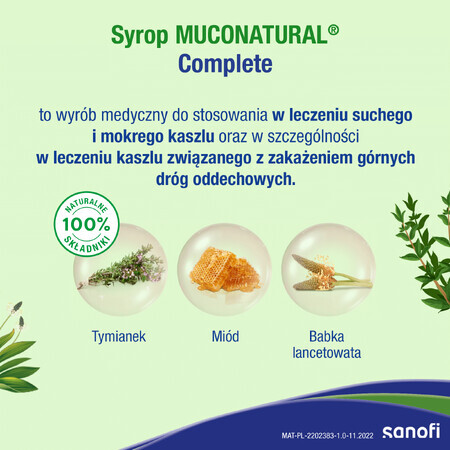 Sciroppo Gel Muconatural Completo - Prodotto Eccezionale per una Gola Sana, 128 g