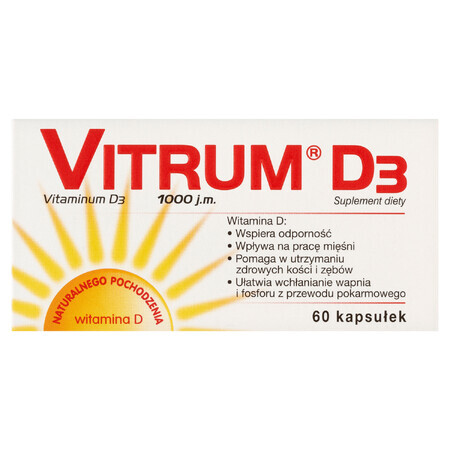 Vitrum D3, vitamine D 1000 IE, 60 capsules