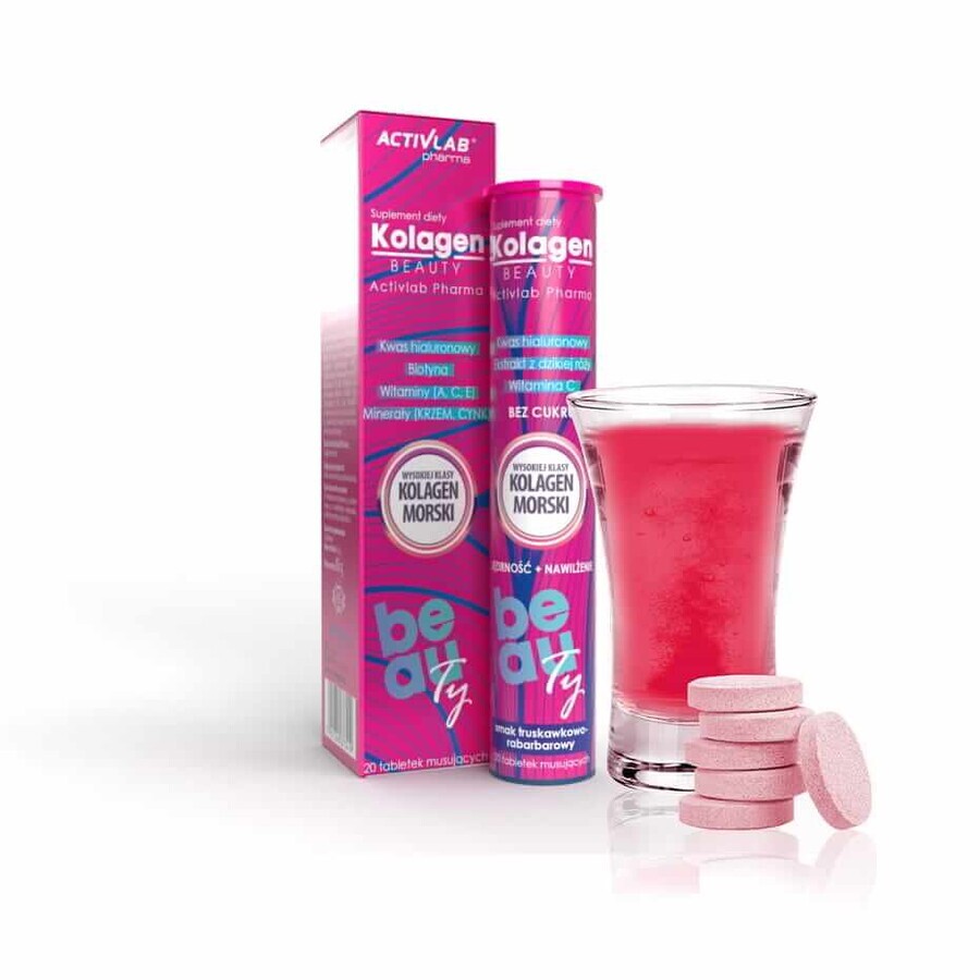 Activlab Pharma Kolagen Beauty, gusto fragola-rabarbaro, 20 compresse effervescenti