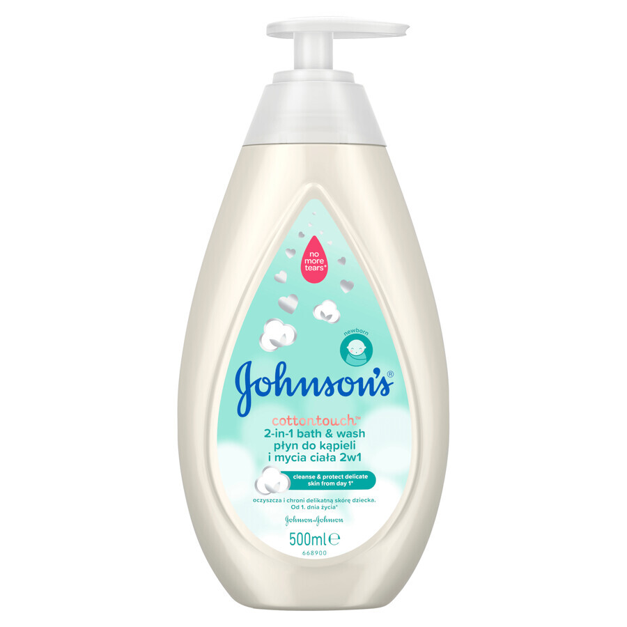 Johnson&#39;s Baby Cotton Touch, 2in1 bad- en bodywash vanaf 1 dag oud, 500 ml