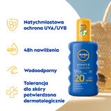 Nivea Sun Protect & Moisture, Spray hidratant de îngrijire solară SPF 20, 200 ml