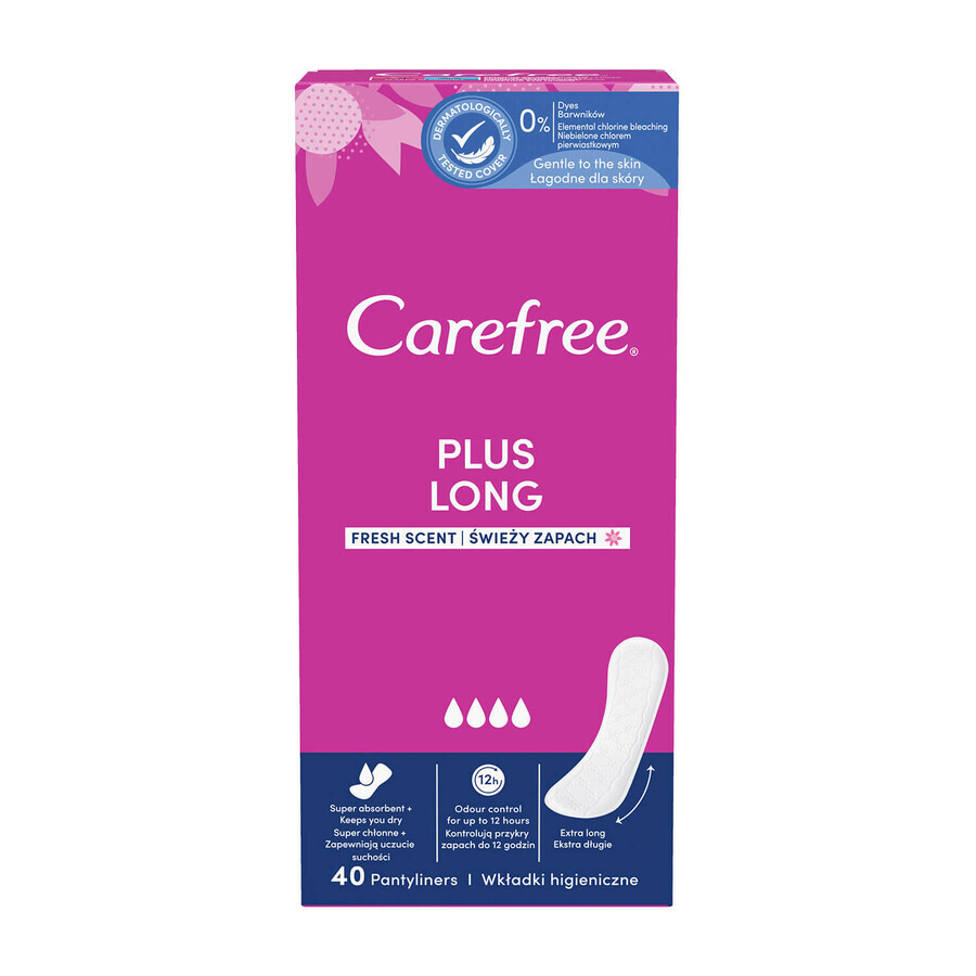 Tampoane sanitare Carefree, plus lung, parfum proaspăt, 40 buc.