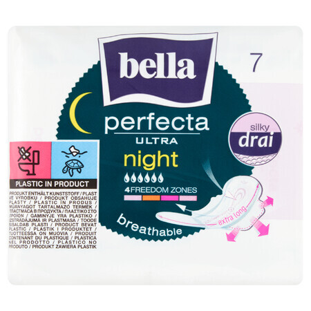 Bella Perfecta Ultra, compresas con alas, extralargas, Noche, 7 uds.