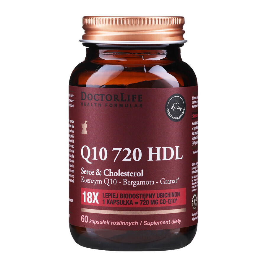 Doctor Life Q10 720 HDL, co-enzym Q10, bergamot, granaatappel, 60 plantencapsules