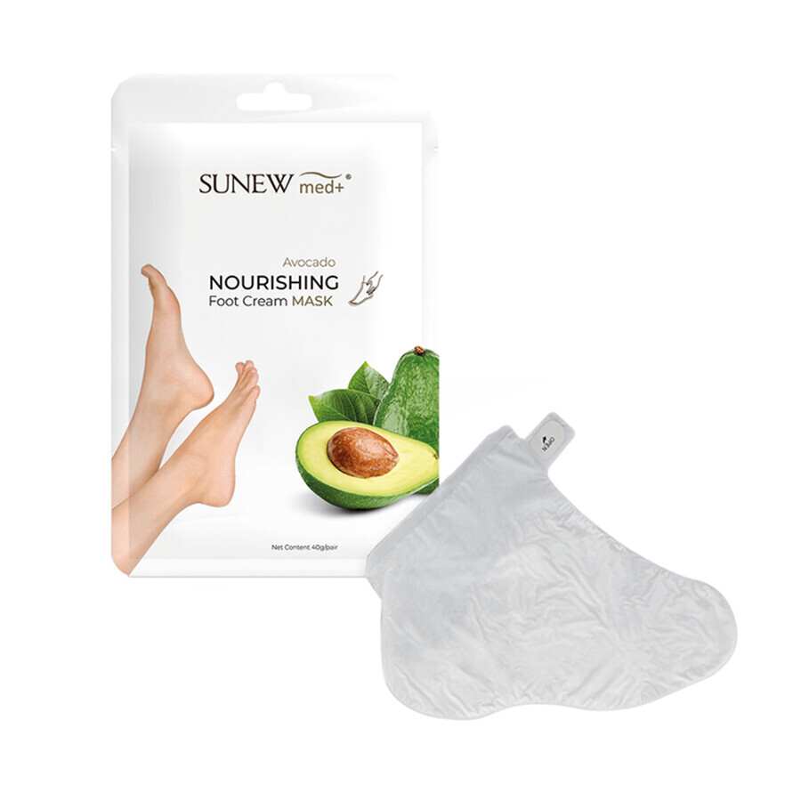 SunewMed+, masque nourrissant pour les pieds, avocat, chaussettes, 40 g