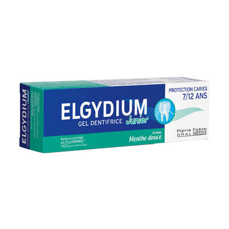 Elgydium Junior, tandpasta in gelvorm voor kinderen van 7-12 jaar, milde munt, 50 ml