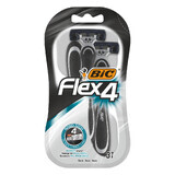 BIC Flex 4, rasoir pour hommes, 4 lames, 3 pièces