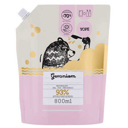 Yope Geranium, natural shower gel, refill, 800 ml