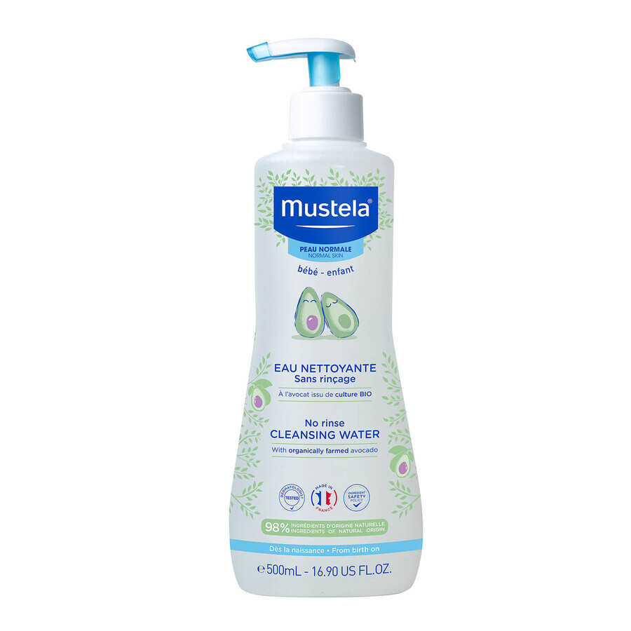 Mustela Bebe Enfant, acqua detergente senza risciacquo, dalla nascita, 500 ml