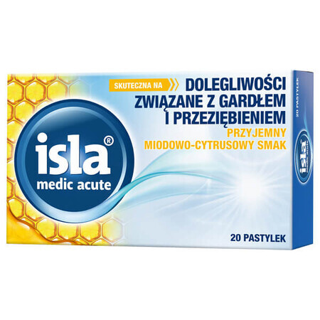 Isla Medic Acute, honing-citrussmaak, 20 zuigtabletten